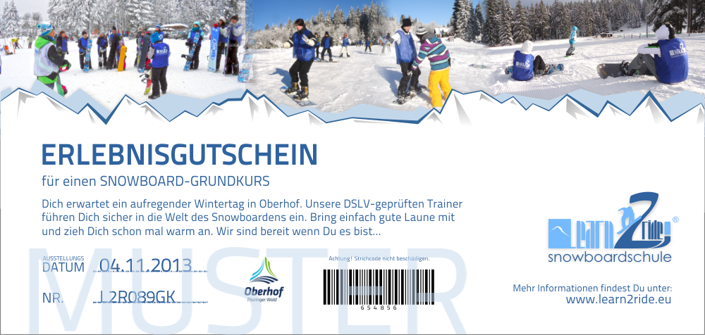 Snowboardkurs Gutschein - Learn2Ride Snowboardschule Oberhof